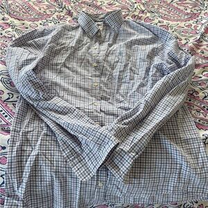 johnnie-O Light Blue and White Plaid Shirt